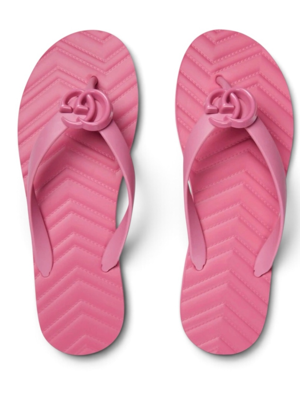 Gucci GG Marmont Rubber Platform Flip Flops Pink Size 5